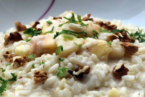 Risotto mele, fontina e noci